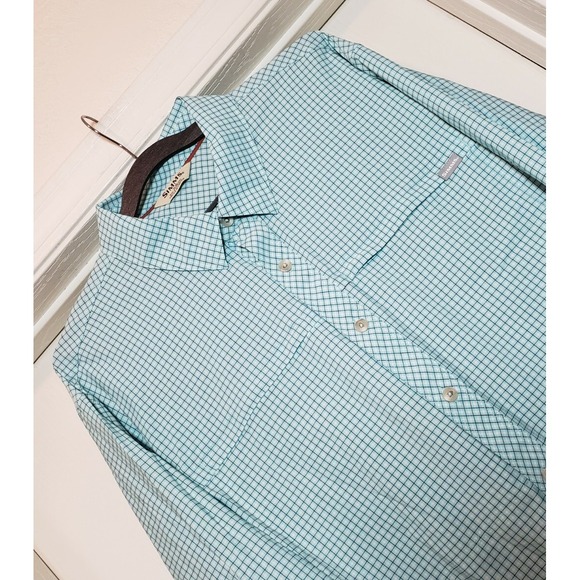 Men's Simms Long Sleeve Performance Button Up Shirt Size XL Blue Zip Pockets - Picture 1 of 4